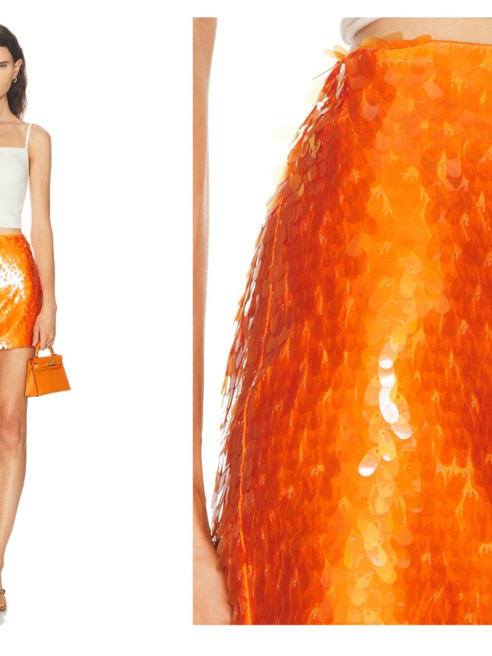 Simon Miller Dizzy Bright Tangerine Orange Sequin Mini Skirt - Picture 5 of 5